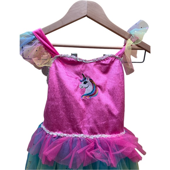 Girls 3 pc unicorn halloween costume size 7/8 in excellent condition - Picture 2 of 8